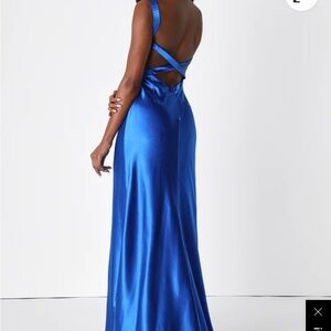 Lulus Perfectly Classy Royal Blue Satin Strappy Maxi Dress